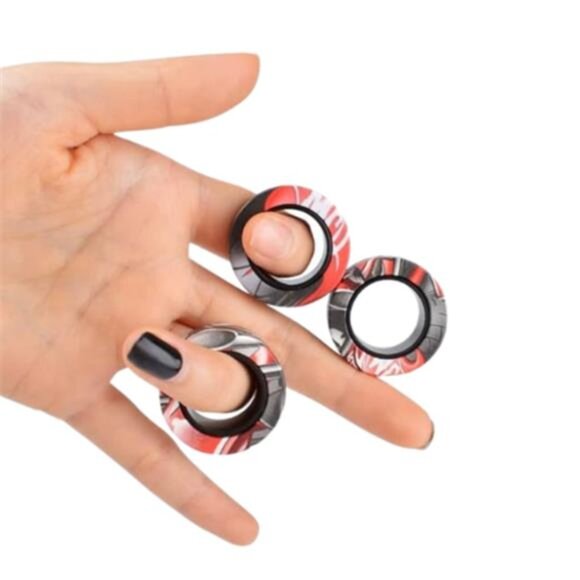 Magnetic Rings Fidget Toy Set, ADHD Stress Relief Fidget Toys, Magnet Spinner - Picture 2 of 6